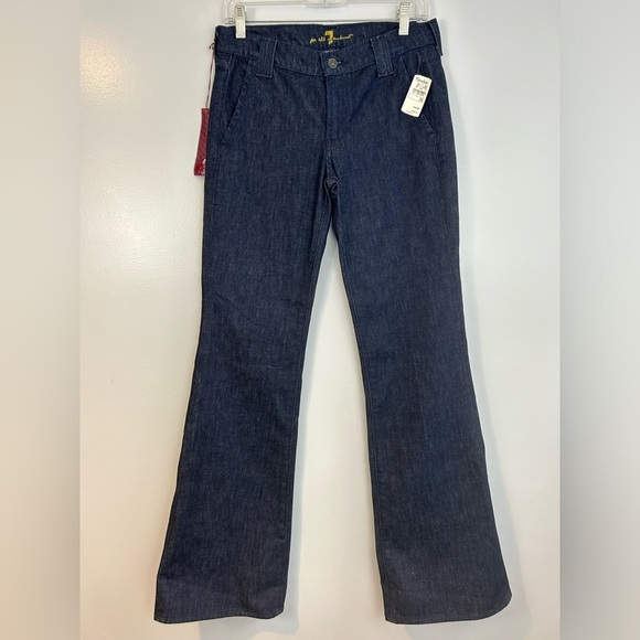 NWT 7 For All Mankind Blue Denim Flare Boot Cut Jeans Size 28 - Picture 1 of 12